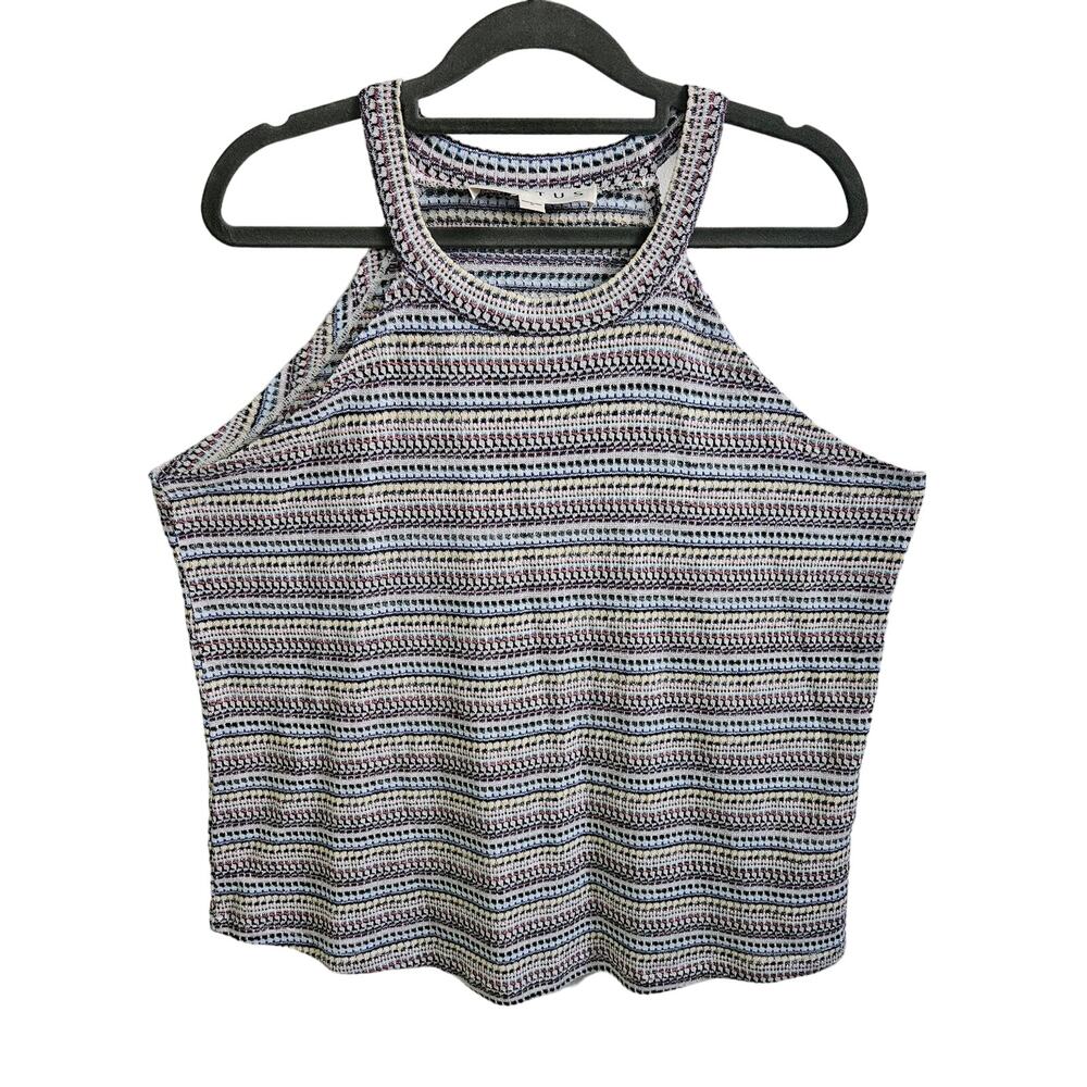 Hiatus Women's Size 0X High Neck Tank Top Multicolor Retro Knit Stripe